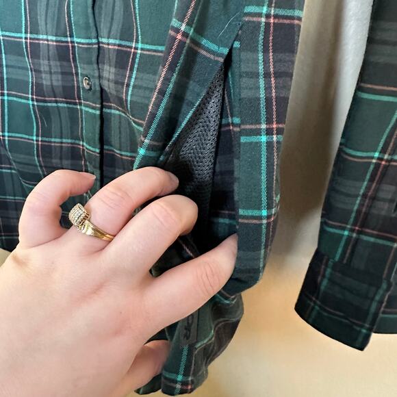 Outdoor Research Kulshan Tunic Green Fir Plaid Pockets Button Up Medium Hiking - Picture 4 of 10